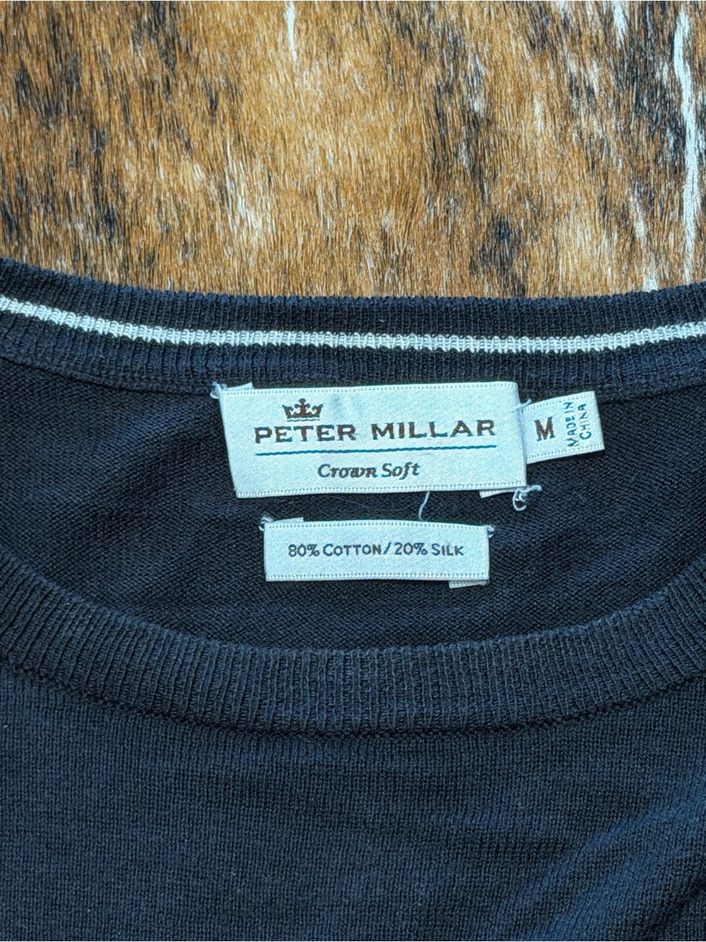 Peter Millar Crown Soft Sweater Men’s M Black Crew Neck Merino Cotton Silk Golf - Picture 3 of 7